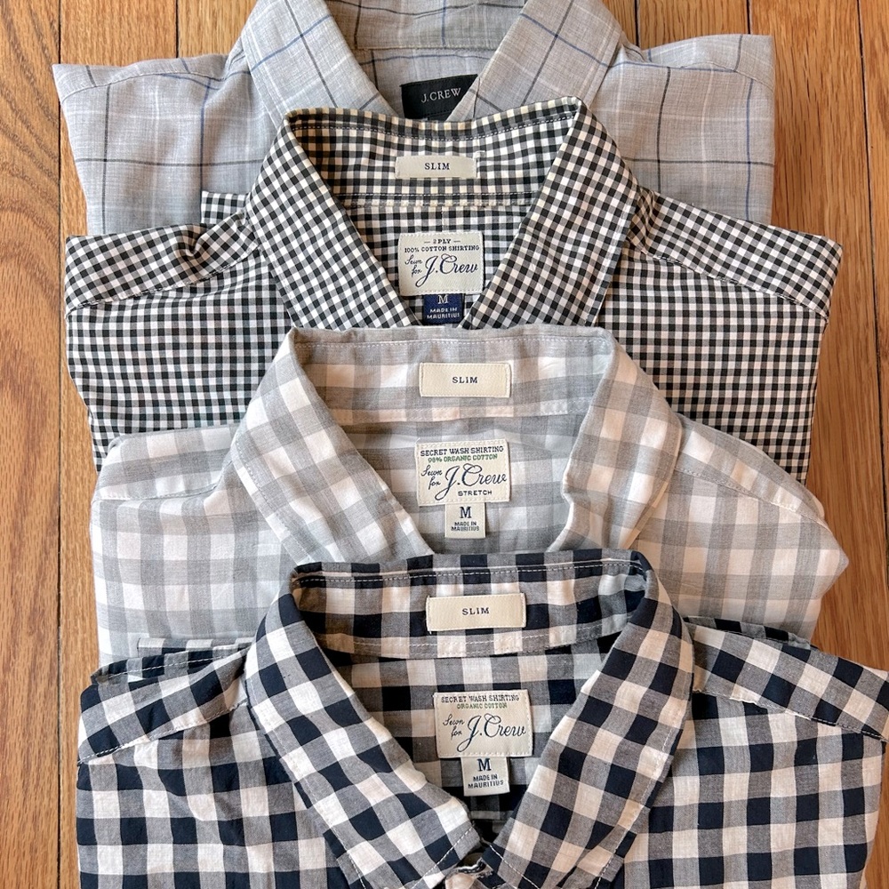 J.Crew Mens Shirt Bundle Secret Wash Button Up Casual Dress Shirt Size M Slim